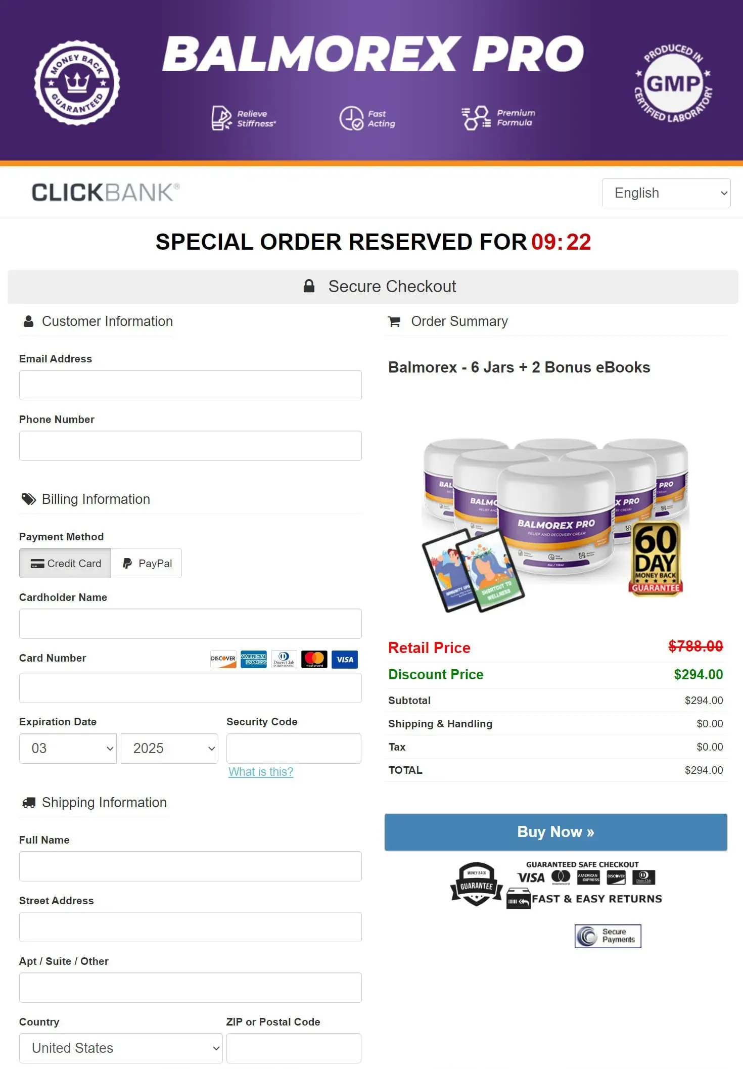 Balmorex Pro Buy-order-page